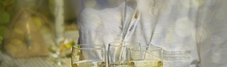 Sektempfang für das Brautpaar mit Kellner Sektempfang für das Brautpaar mit Kellner